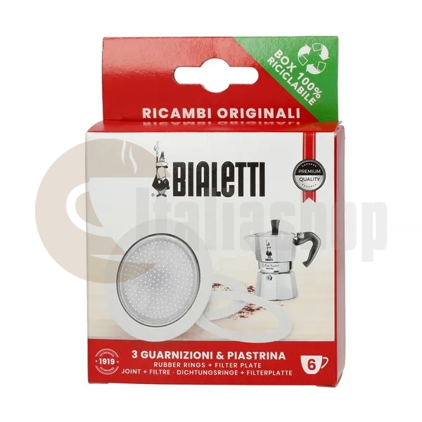 Bialetti Ανταλλακτικές Φλάντζες και Φίλτρο για Καφετιέρα Χειρός Για 6 Φλιτζάνια