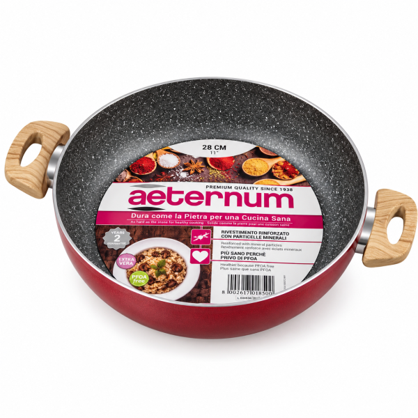 Aeternum Petravera – Βαθύ αντικολλητικό τηγάνι με δύο λαβές, κόκκινο