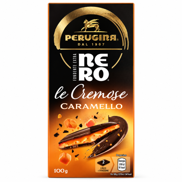 Perugina μαύρη σοκολάτα με γέμιση καραμέλας Nero Le Cremose Caramello – 100 g
