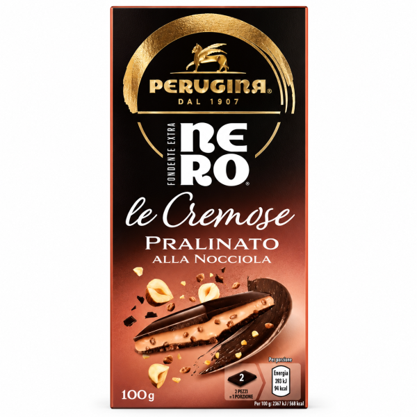 Perugina μαύρη σοκολάτα με γέμιση πραλίνας φουντουκιού Nero Le Cremose Pralinato – 100 g