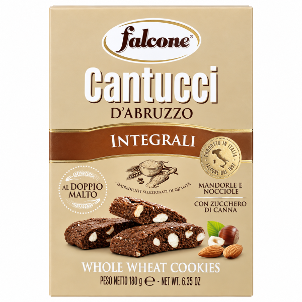 Falcone μπισκότα Cantucci ολικής άλεσης με διπλή βύνη, αμύγδαλα και φουντούκια – 180 g