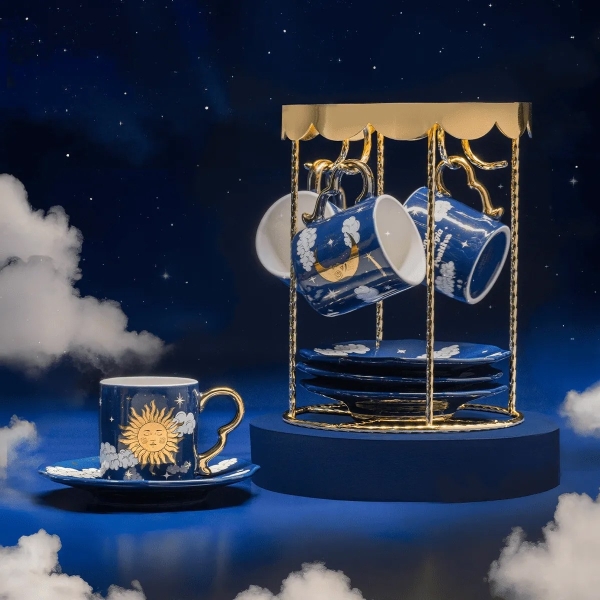 Bialetti Giostra Cielo Stellato – Σετ 4 φλιτζανιών espresso με πιατάκια