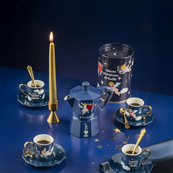 Bialetti Cielo Stellato – Σετ 4 φλιτζανιών με πιατάκια με αγγέλους